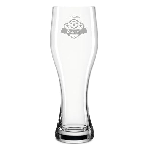 printplanet® Personalisiertes Weizenbierglas – Leonardo® Weizenglas mit Gravur – Design: Fußball Wappen – 500 ml von printplanet