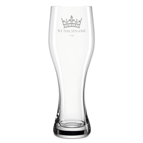 printplanet® Personalisiertes Weizenbierglas – Leonardo® Weizenglas mit Gravur – Design: Krone – 500 ml von printplanet