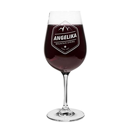 printplanet® Rotweinglas mit Namen Angelika graviert - Leonardo® Weinglas mit Gravur - Design Mountain Spring von printplanet