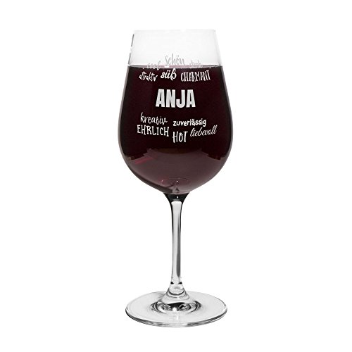 printplanet® Rotweinglas mit Namen Anja graviert - Leonardo® Weinglas mit Gravur - Design Positive Eigenschaften von printplanet