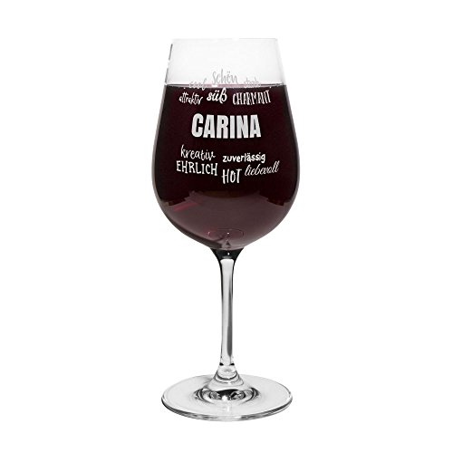 printplanet® Rotweinglas mit Namen Carina graviert - Leonardo® Weinglas mit Gravur - Design Positive Eigenschaften von printplanet