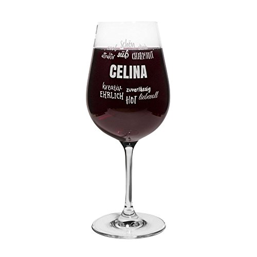 printplanet® Rotweinglas mit Namen Celina graviert - Leonardo® Weinglas mit Gravur - Design Positive Eigenschaften von printplanet