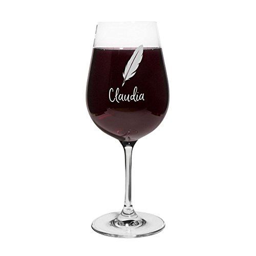 printplanet® Rotweinglas mit Namen Claudia graviert - Leonardo® Weinglas mit Gravur - Design Feder von printplanet
