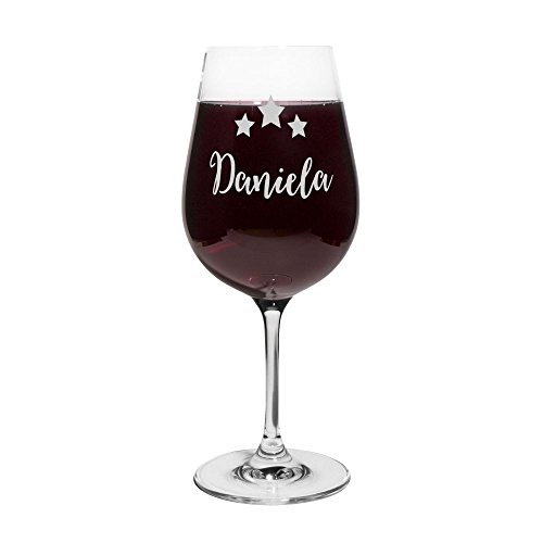 printplanet® Rotweinglas mit Namen Daniela graviert - Leonardo® Weinglas mit Gravur - Design Sterne von printplanet