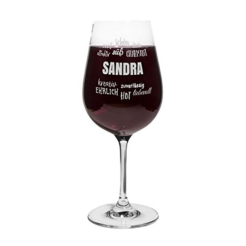 printplanet® Rotweinglas mit Namen Sandra graviert - Leonardo® Weinglas mit Gravur - Design Positive Eigenschaften von printplanet