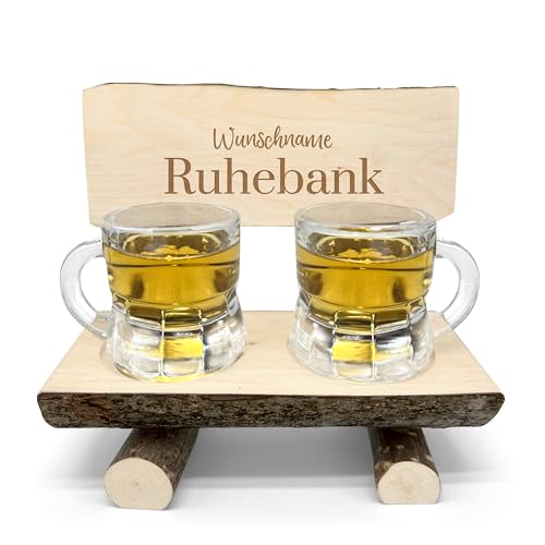 printplanet® - Schnapsbank mit Namen personalisiert - Schnapsbank mit Gravur selbst gestalten - Motiv: Ruhebank von printplanet