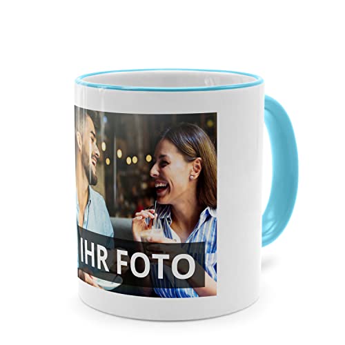 printplanet® - Tasse mit Foto Bedrucken Lassen - Fototasse Personalisieren - Kaffeebecher zum selbst gestalten - 325 ml - Farbe Hellblau von printplanet