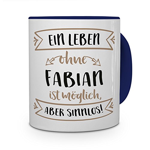 printplanet® Tasse mit Namen Fabian - Motiv Sinnlos - Namenstasse, Kaffeebecher, Mug, Becher, Kaffeetasse - Farbe Blau von printplanet
