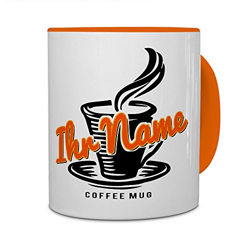 printplanet® Tasse mit Namen personalisiert - Motiv Coffee-Mug individuell gestalten - Farbvariante Orange von printplanet