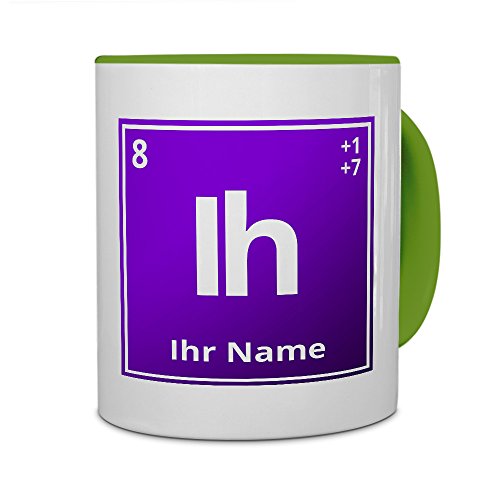 printplanet® Tasse mit Namen personalisiert - Motiv Elementsymbol Lila individuell gestalten - Farbvariante Grün von printplanet