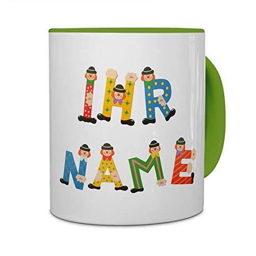 printplanet® Tasse mit Namen personalisiert - Motiv Holzbuchstaben individuell gestalten - Farbvariante Grün von printplanet