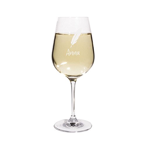 printplanet® Weißweinglas mit Namen Anna graviert - Leonardo® Weinglas mit Gravur - Design Feder von printplanet