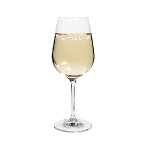 printplanet® Weißweinglas mit Namen Die Beste Mama der Welt graviert - Leonardo® Weinglas mit Gravur - Design Sterne von printplanet