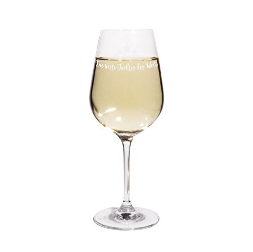 printplanet® Weißweinglas mit Namen Die Beste Tochter der Welt graviert - Leonardo® Weinglas mit Gravur - Design Sterne von printplanet