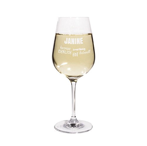 printplanet® Weißweinglas mit Namen Janine graviert - Leonardo® Weinglas mit Gravur - Design Positive Eigenschaften von printplanet