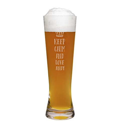 printplanet® Weizenglas mit Namen Andy graviert - Leonardo® Weißbierglas mit Gravur - Design Keep Calm von printplanet