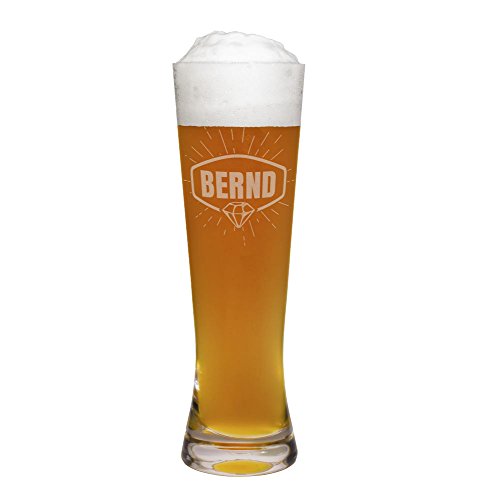 printplanet® Weizenglas mit Namen Bernd graviert - Leonardo® Weißbierglas mit Gravur - Design Kristall von printplanet