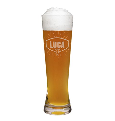 printplanet® Weizenglas mit Namen Luca graviert - Leonardo® Weißbierglas mit Gravur - Design Kristall von printplanet