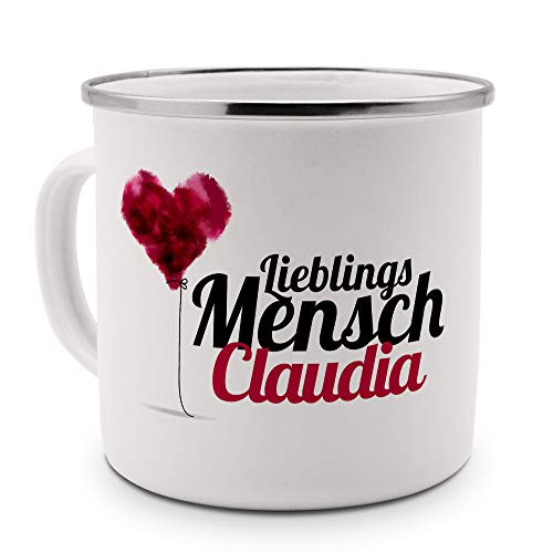 printplanet Emaille-Tasse mit Namen Claudia - Metallbecher mit Design Lieblingsmensch - Nostalgie-Becher, Camping-Tasse, Blechtasse, Farbe Silber printplanet Emaille-Tasse mit Namen Claudia - Metallbecher mit Design Lieblingsmensch - Nostalgie-Becher, Camping-Tasse, Blechtasse, Farbe Silber von printplanet