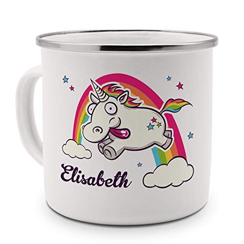 printplanet Emaille-Tasse mit Namen Elisabeth - Metallbecher mit Design Verrücktes Einhorn - Nostalgie-Becher, Camping-Tasse, Blechtasse, Farbe Silber printplanet Emaille-Tasse mit Namen Elisabeth - Metallbecher mit Design Verrücktes Einhorn - Nostalgie-Becher, Camping-Tasse, Blechtasse, Farbe Silber von printplanet