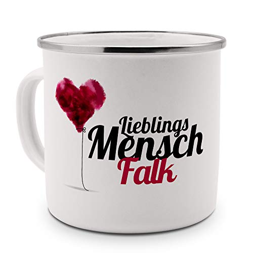 printplanet Emaille-Tasse mit Namen Falk - Metallbecher mit Design Lieblingsmensch - Nostalgie-Becher, Camping-Tasse, Blechtasse, Farbe Silber printplanet Emaille-Tasse mit Namen Falk - Metallbecher mit Design Lieblingsmensch - Nostalgie-Becher, Camping-Tasse, Blechtasse, Farbe Silber von printplanet