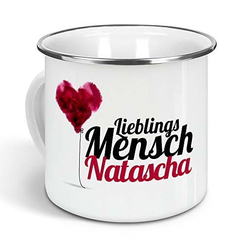 printplanet - Emaille-Tasse mit Namen Natascha - Metallbecher mit Design Lieblingsmensch - Nostalgie-Becher, Camping-Tasse, Blechtasse, Farbe Silber, 300ml printplanet - Emaille-Tasse mit Namen Natascha - Metallbecher mit Design Lieblingsmensch - Nostalgie-Becher, Camping-Tasse, Blechtasse, Farbe Silber, 300ml von printplanet