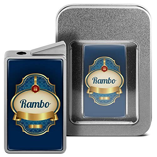 printplanet Feuerzeug mit Namen Rambo - personalisiertes Gasfeuerzeug mit Design Wappen 2 - inkl. Metall-Geschenk-Box von printplanet