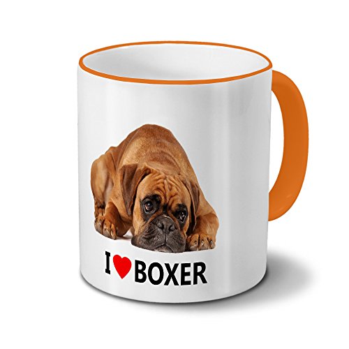 printplanet Hundetasse Boxer - Tasse mit Hundebild Boxer - Becher Orange von printplanet