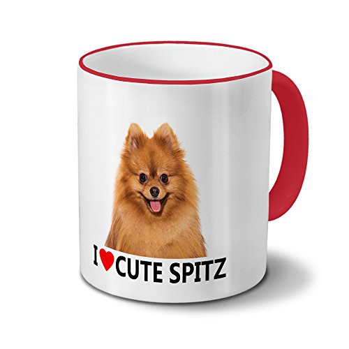 printplanet Hundetasse Cute Spitz - Tasse mit Hundebild Cute Spitz - Becher Rot von printplanet