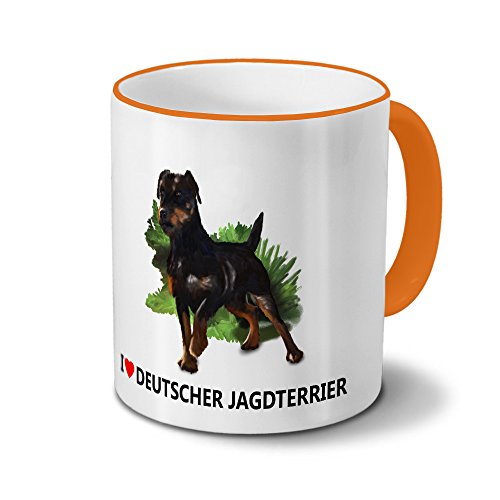 printplanet Hundetasse Deutscher Jagdterrier - Tasse mit Hundebild Deutscher Jagdterrier - Becher Orange von printplanet