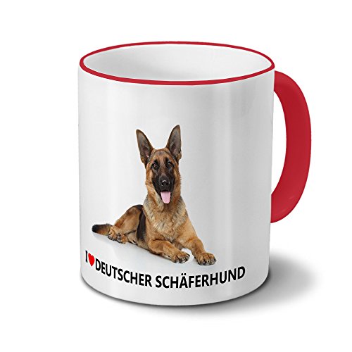 printplanet Hundetasse Deutscher Schäferhund - Tasse mit Hundebild Deutscher Schäferhund - Becher Rot von printplanet