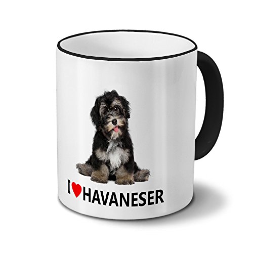 printplanet Hundetasse Havaneser - Tasse mit Hundebild Havaneser - Becher Schwarz von printplanet