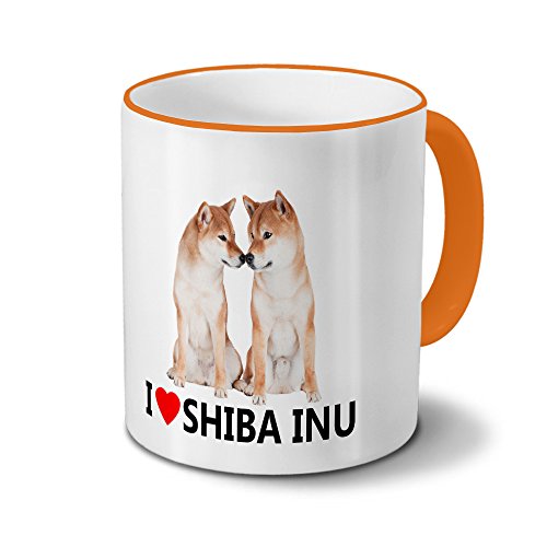printplanet Hundetasse Shiba Inu - Tasse mit Hundebild Shiba Inu - Becher Orange von printplanet