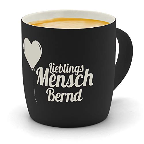 printplanet - Kaffeebecher mit Namen Bernd graviert - SoftTouch Tasse mit Gravur Design Lieblingsmensch - Matt-gummierte Oberfläche - Farbe Schwarz von printplanet