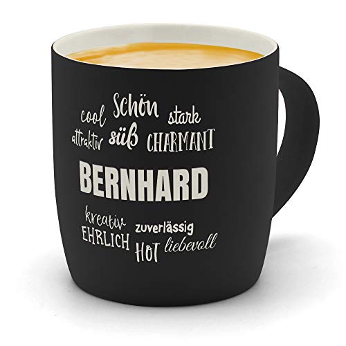 printplanet - Kaffeebecher mit Namen Bernhard graviert - SoftTouch Tasse mit Gravur Design Positive Eigenschaften - Matt-gummierte Oberfläche - Farbe Schwarz von printplanet