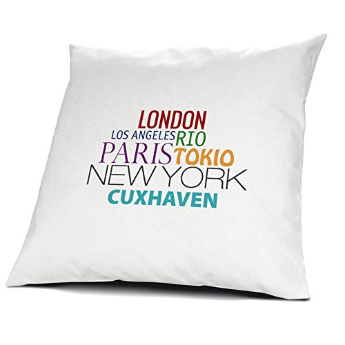 printplanet Kopfkissen Cuxhaven, Kissen mit Füllung, Famous Cities of The World, 40 cm, 100% Baumwolle, Städtekissen, Souvenir, Geschenkidee von printplanet