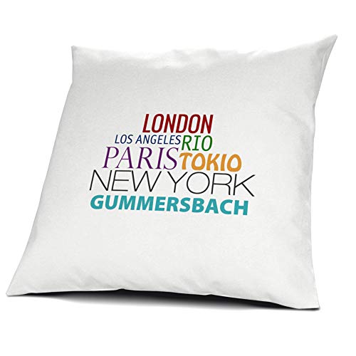 printplanet Kopfkissen Gummersbach, Kissen mit Füllung, Famous Cities of The World, 40 cm, 100% Baumwolle, Städtekissen, Souvenir, Geschenkidee von printplanet