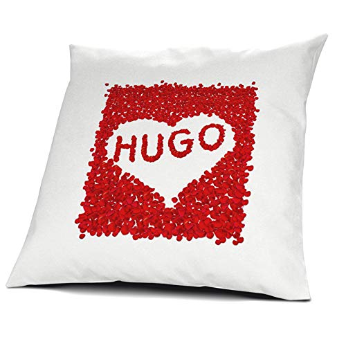 printplanet Kopfkissen Hugo, Kissen mit Füllung, Motiv Rosenblätter Herz, 40 cm, 100% Baumwolle, Liebeskissen, Namenskissen, Geschenkidee printplanet Kopfkissen Hugo, Kissen mit Füllung, Motiv Rosenblätter Herz, 40 cm, 100% Baumwolle, Liebeskissen, Namenskissen, Geschenkidee von printplanet