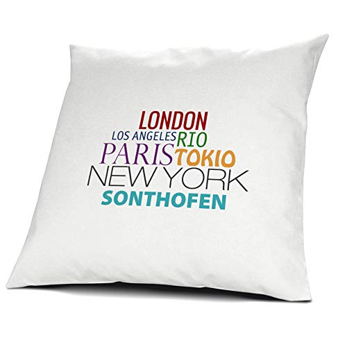 printplanet Kopfkissen Sonthofen, Kissen mit Füllung, Famous Cities of The World, 40 cm, 100% Baumwolle, Städtekissen, Souvenir, Geschenkidee von printplanet