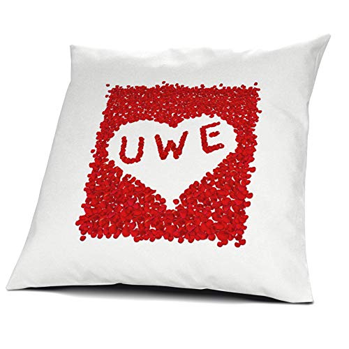 printplanet Kopfkissen Uwe, Kissen mit Füllung, Motiv Rosenblätter Herz, 40 cm, 100% Baumwolle, Liebeskissen, Namenskissen, Geschenkidee printplanet Kopfkissen Uwe, Kissen mit Füllung, Motiv Rosenblätter Herz, 40 cm, 100% Baumwolle, Liebeskissen, Namenskissen, Geschenkidee von printplanet