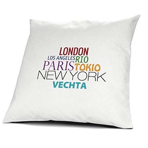 printplanet Kopfkissen Vechta, Kissen mit Füllung, Famous Cities of The World, 40 cm, 100% Baumwolle, Städtekissen, Souvenir, Geschenkidee von printplanet