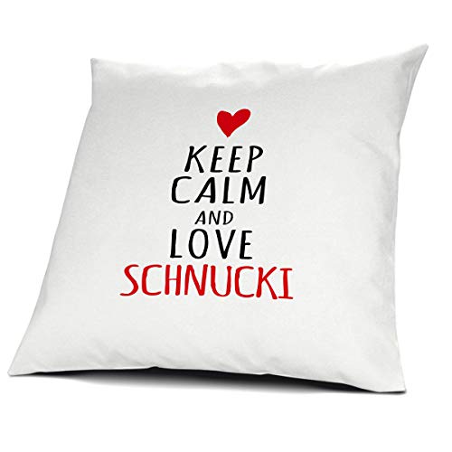 printplanet Kopfkissen mit Namen Schnucki - Motiv Keep Calm, 40 cm, 100% Baumwolle, Kuschelkissen, Liebeskissen, Namenskissen, Geschenkidee von printplanet