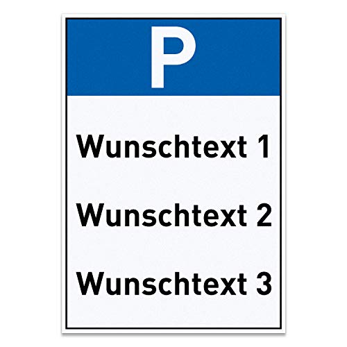 printplanet® Parkplatz Schild mit eigenem Text oder Namen personalisiert – Parken Schild aus 5 mm PVC Kunststoff – Größe 294 mm x 420 mm von printplanet