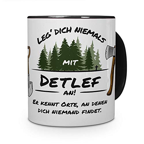 printplanet Tasse - Leg Dich Nicht mit Detlef an - Namenstasse, Kaffeebecher, Mug, Becher, Kaffeetasse - Farbe Schwarz von printplanet
