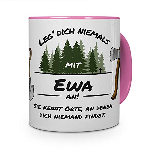 printplanet Tasse - Leg Dich Nicht mit EWA an - Namenstasse, Kaffeebecher, Mug, Becher, Kaffeetasse - Farbe Rosa von printplanet