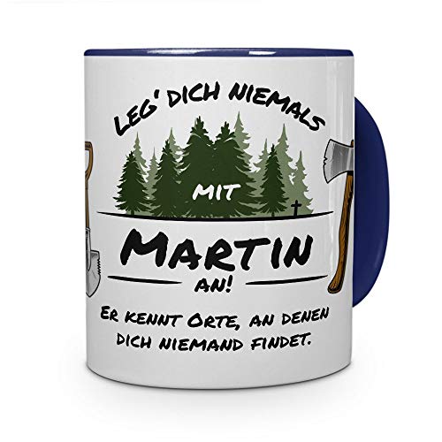 printplanet Tasse - Leg Dich Nicht mit Martin an - Namenstasse, Kaffeebecher, Mug, Becher, Kaffeetasse - Farbe Blau von printplanet