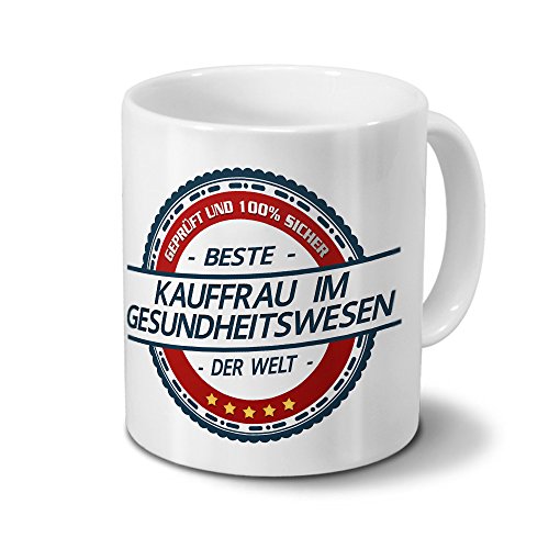 printplanet Tasse mit Beruf Kauffrau im Gesundheitswesen - Motiv Berufe - Kaffeebecher, Mug, Becher, Kaffeetasse - Farbe Weiß von printplanet