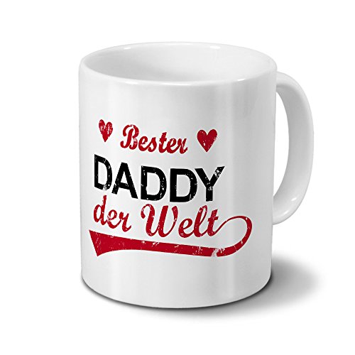printplanet Tasse mit Namen Bester Daddy der Welt - Motiv Textart-Layout 3 - Namenstasse, Kaffeebecher, Mug, Becher, Kaffeetasse - Farbe Weiß von printplanet
