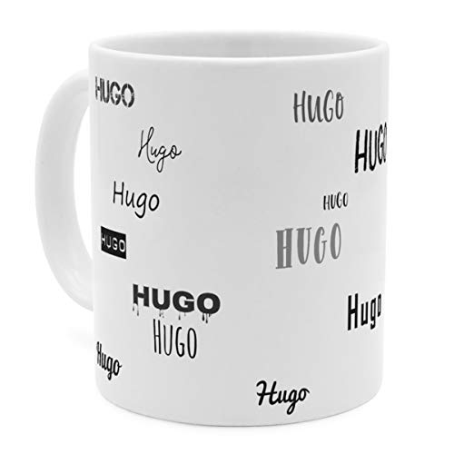 printplanet Tasse mit Namen Hugo - Motiv Schriftarten Sammlung - Namenstasse, Kaffeebecher, Mug, Becher, Kaffeetasse - Farbe Weiß von printplanet