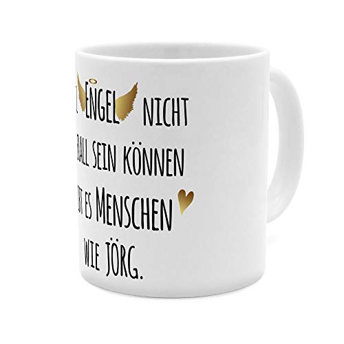 printplanet Tasse mit Namen Jörg - Motiv Engel überall - Namenstasse, Kaffeebecher, Mug, Becher, Kaffeetasse - Farbe Weiß von printplanet